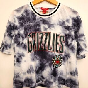 Vancouver Grizzlies NBA Hardwood Classics Women's Tie-Dye Cropped Shirt (Medium)
